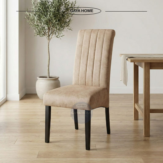 Classic Shell Dining Set | Premium Marble Top & Chesterfield Tufted Pedestal Table