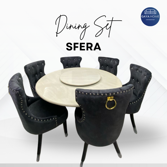 Butterfly Round Full Marble Dining Set