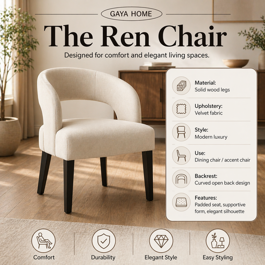 The Ren Dining Set (ST15) | Designer Round Marble Table & Sculptural Cut-Out Chairs