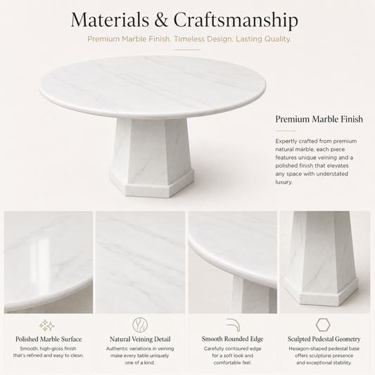 Round Marble Table with Hexagon Marble Legs (831/1060)