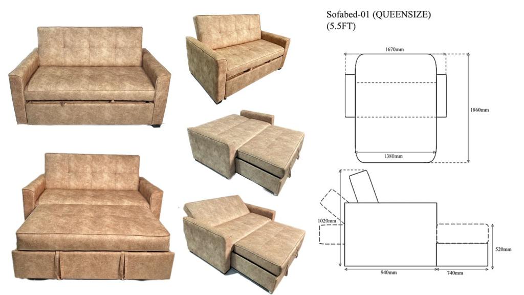 Sophia Sofa Bed 3 Seater sofa bed 3 way foldable - Free Shipping - Gaya Home