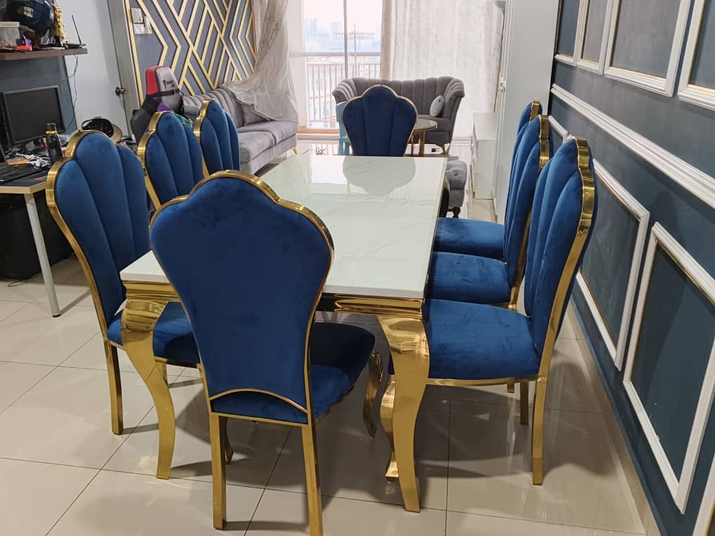 Mermaid dining chair shown in dining set styling