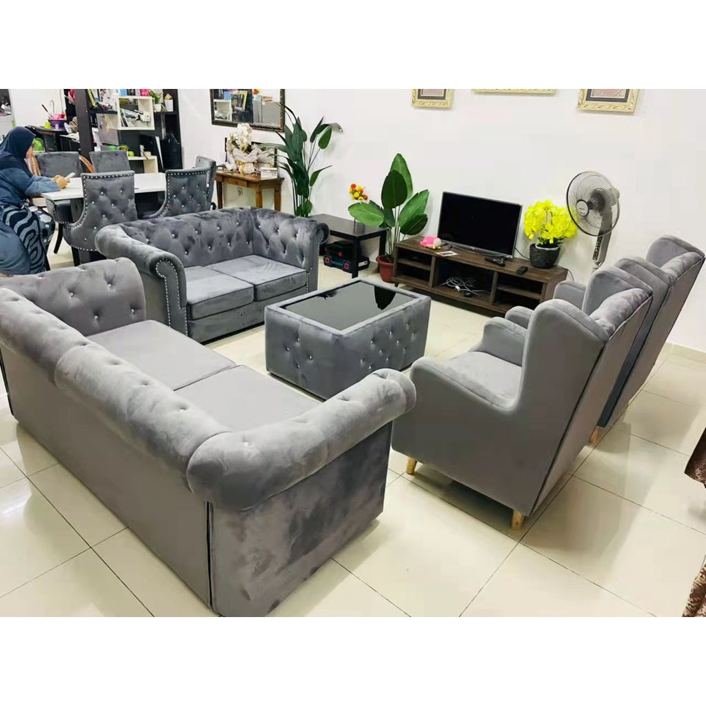 PREMIUM Wing Chair Sofa Set - Gaya Home