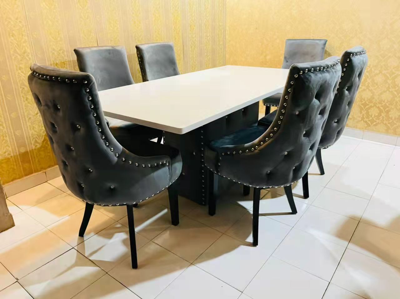 TITAN 𝐌𝐞𝐣𝐚 𝐌𝐚𝐤𝐚𝐧 Marble Dining Table Table Set 6 seaters / 8 seaters / Free Shipping | Shopee Malaysia