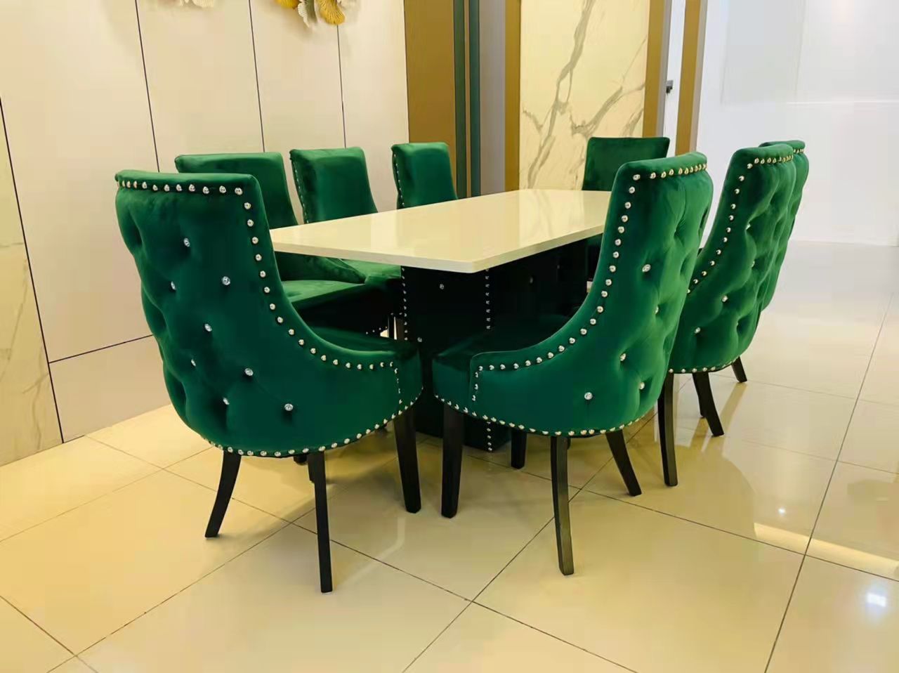 TITAN 𝐌𝐞𝐣𝐚 𝐌𝐚𝐤𝐚𝐧 Marble Dining Table Table Set 6 seaters / 8 seaters / Free Shipping | Shopee Malaysia