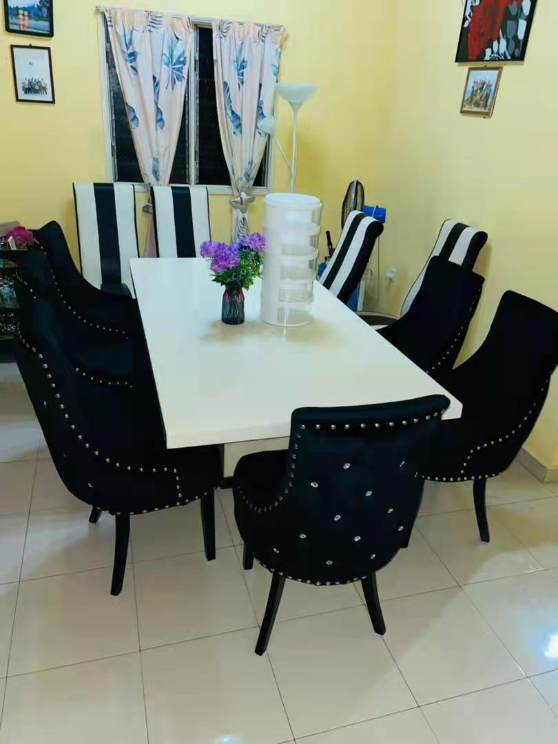 TITAN 𝐌𝐞𝐣𝐚 𝐌𝐚𝐤𝐚𝐧 Marble Dining Table Table Set 6 seaters / 8 seaters / Free Shipping | Shopee Malaysia