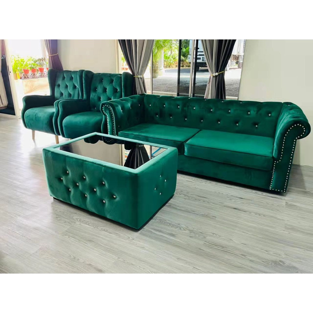 PREMIUM Wing Chair Sofa Set - Gaya Home