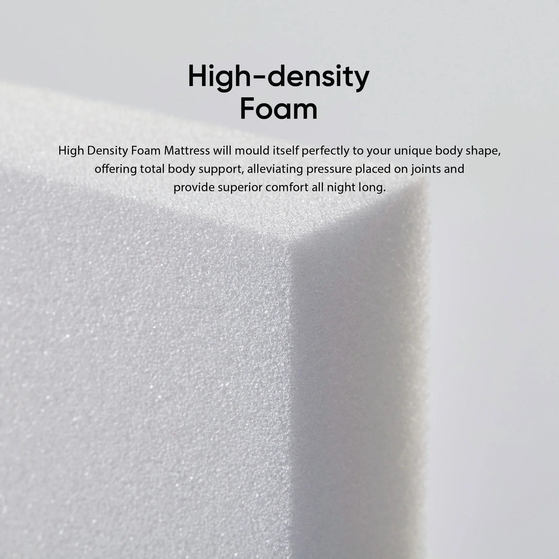 High-density foam mattress close-up graphic
