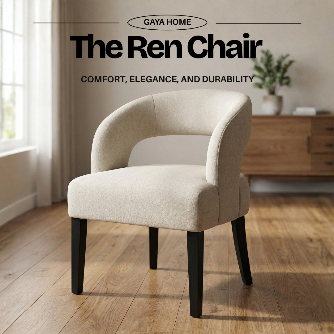 The Ren Dining Set | Designer Round Marble Table & Sculptural Cut-Out Chairs