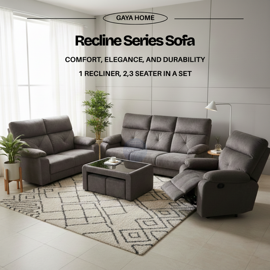 The Arlo Series | Premium 1+2+3 Seater Sofa Set with Single Master Recliner