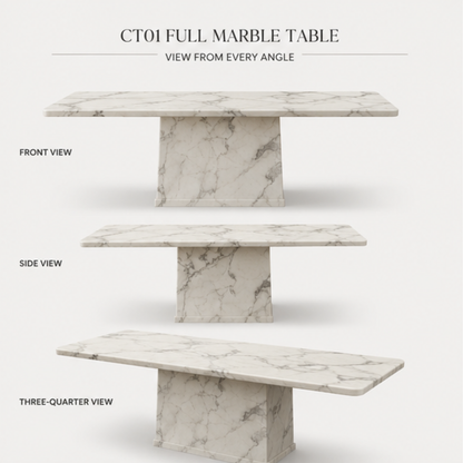 The Roma Dining Set (C248) | Luxury Marble Top Table with Neo-Classical Medallion Chairs