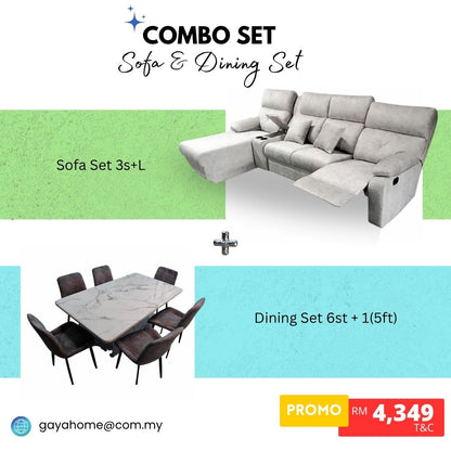 Combo 5 - Verstaile Sofa & Luna Dining Set