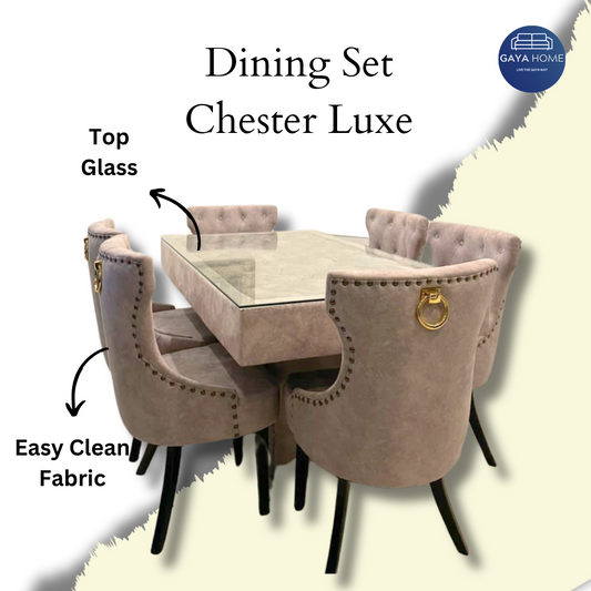 Glass Chesterfield Luxe Dining Set