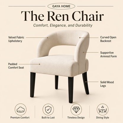 The Ren Chair (ST15) | Premium Curved Designer Accent Chair with Sculptural Cut-Out Back