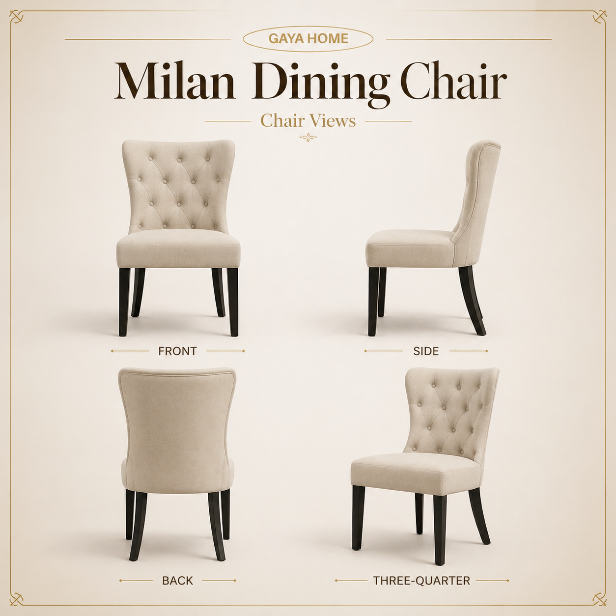 Milan Dining Chair (ST22) | Premium Tufted Wingback Chair