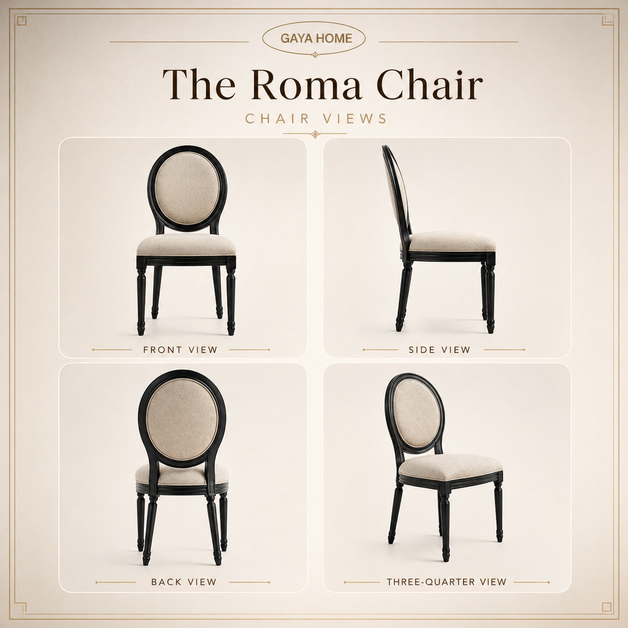The Roma Dining Set (C248) | Luxury Marble Top Table with Neo-Classical Medallion Chairs