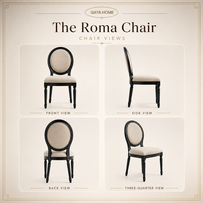 The Roma Dining Set (C248) | Luxury Marble Top Table with Neo-Classical Medallion Chairs