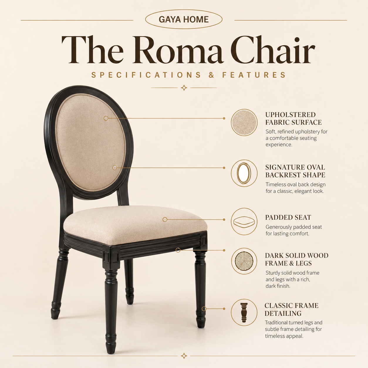 The Roma Dining Set (C248) | Luxury Marble Top Table with Neo-Classical Medallion Chairs