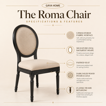 The Roma Dining Set (C248) | Luxury Marble Top Table with Neo-Classical Medallion Chairs