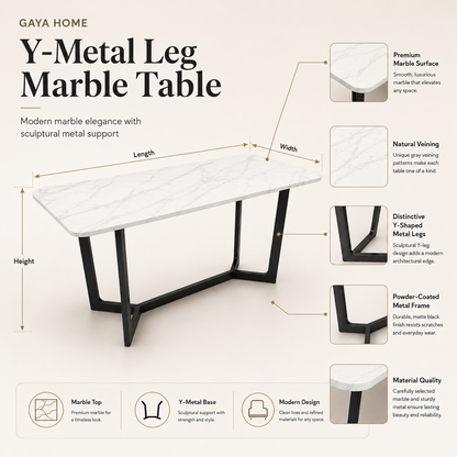 Y-Metal Leg Marble Table