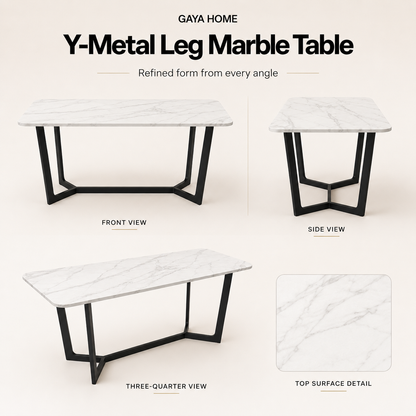 Y-Metal Leg Marble Table