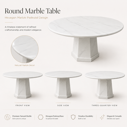 Round Marble Table with Hexagon Marble Legs (831/1060)