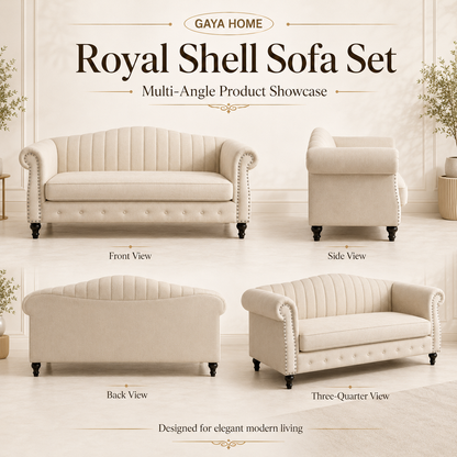 Royal Shell Sofa Set | Trending Simple &amp; Modern Line Design (779)