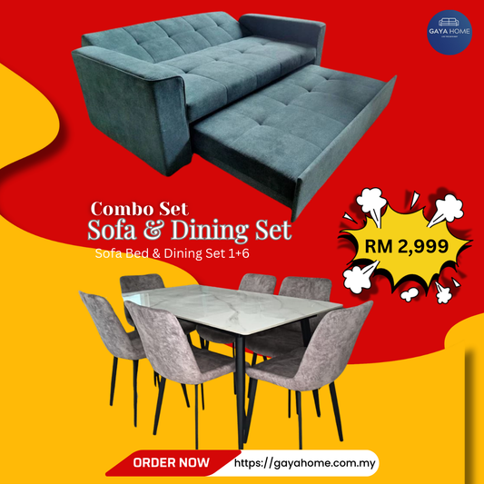 Combo 7 - Sofa Bed & Ceramic Dining Set