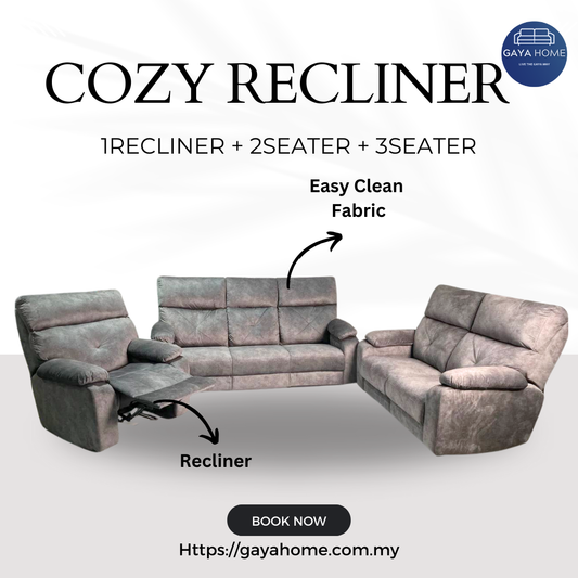 Luxurious 123 Seater Sofa Set with Recliner - Multiple Colors Available, Free Shipping Malaysia