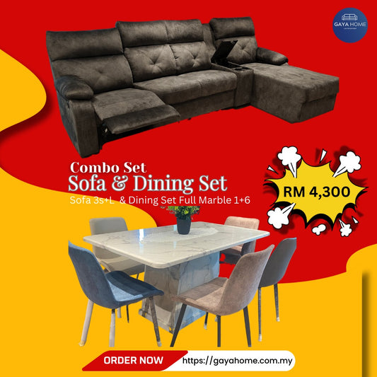 Combo 5 - Verstaile Sofa & Luna Dining Set