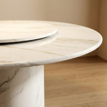 The Ren Dining Set | Designer Round Marble Table & Sculptural Cut-Out Chairs