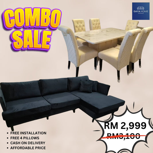 Combo 1 - Old Holly Wood & Classic Dining Set - Gaya Home