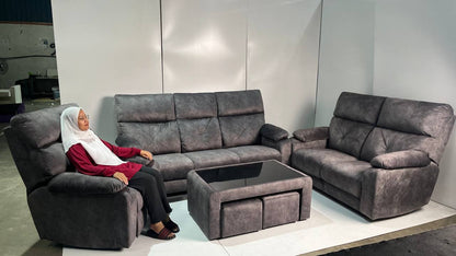 Luxurious 123 Seater Sofa Set with Recliner - Multiple Colors Available, Free Shipping Malaysia - Gaya Home