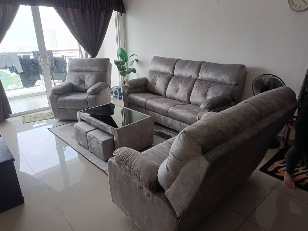 Luxurious 123 Seater Sofa Set with Recliner - Multiple Colors Available, Free Shipping Malaysia - Gaya Home