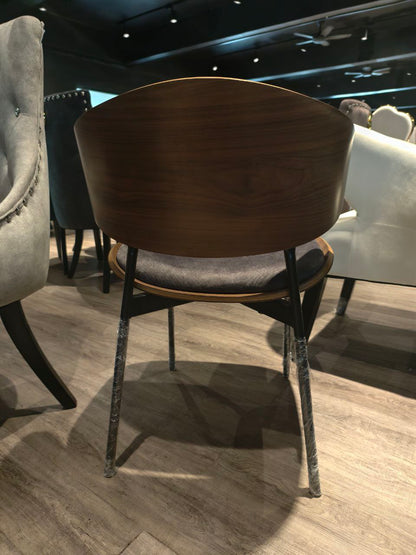 Wooden chair with metal legs