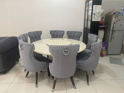 Butterfly Round Full Marble Dining Set