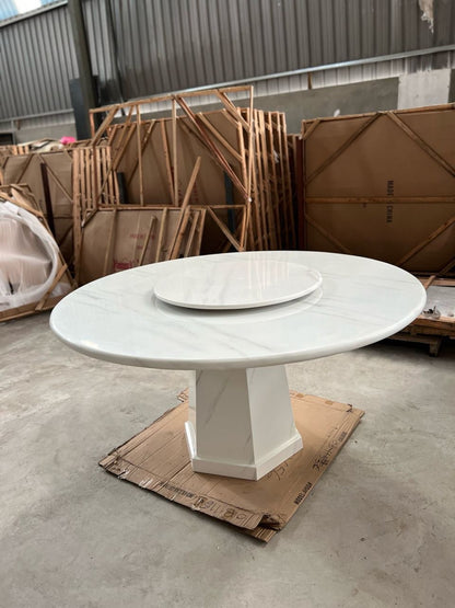 Round Marble Table with Hexagon Marble Legs