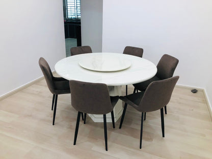 Round Marble Table with Hexagon Marble Legs