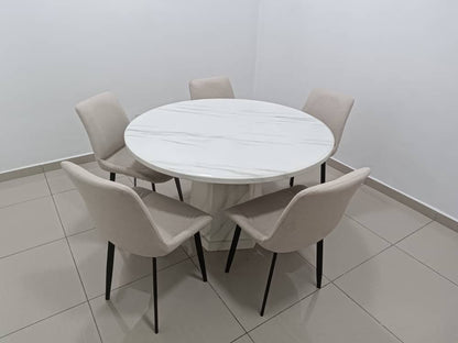 Round Marble Table with Hexagon Marble Legs
