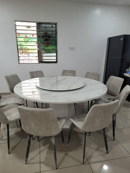 Round Marble Table with Hexagon Marble Legs