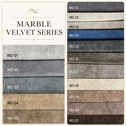 Marble Velvet M2 Series fabric colour swatch chart