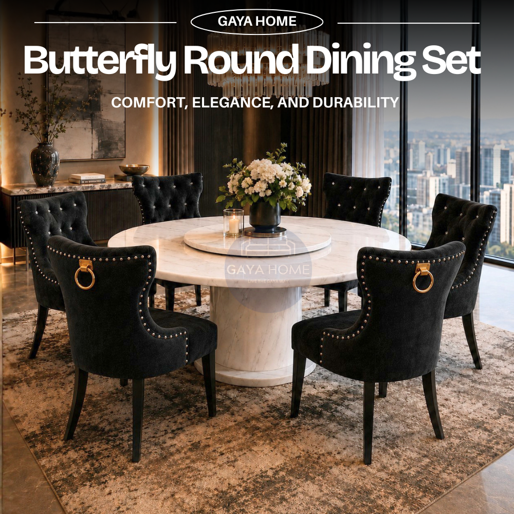 Butterfly Dining Set - Round Full Marble