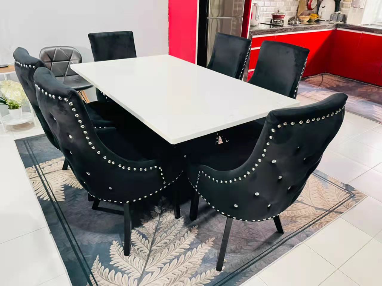 TITAN 𝐌𝐞𝐣𝐚 𝐌𝐚𝐤𝐚𝐧 Marble Dining Table Table Set 6 seaters / 8 seaters / Free Shipping | Shopee Malaysia