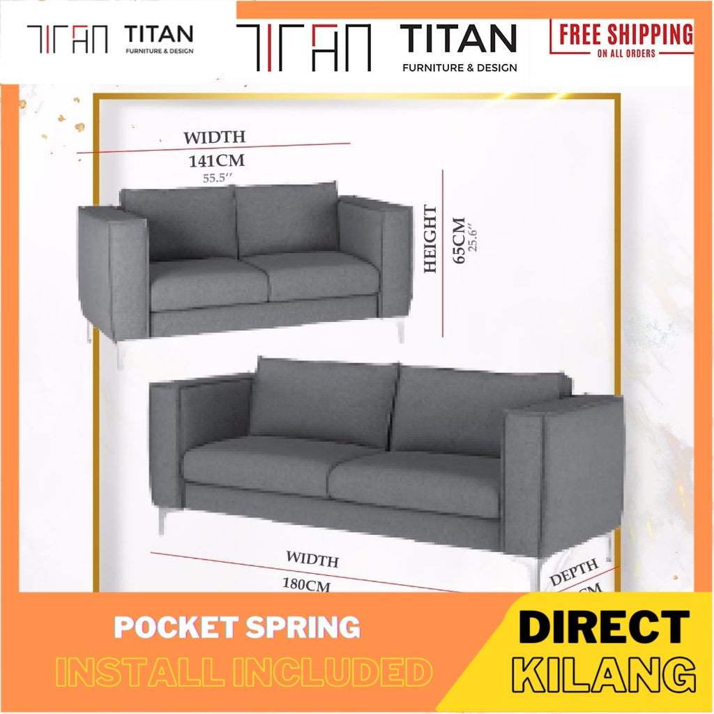 TITAN Lawson Sofa 3+2 Seater / Free Shipping / sofa waterproof / kalis air - Gaya Home